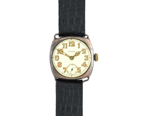 Rolex: An Early Silver Enamel Dial Wristwatch, signed Rolex, 1917, manual wound lever movement signed, enamel dial with lumin