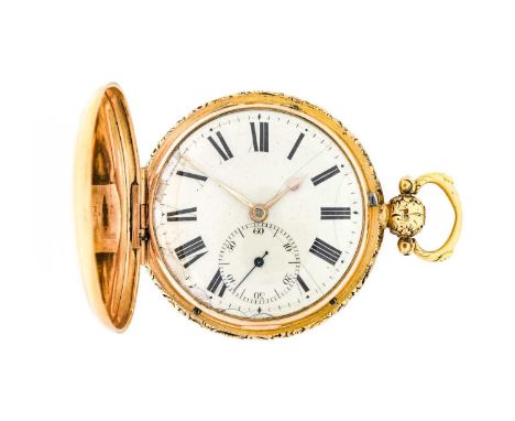 Moncas: An 18 Carat Gold Full Hunter Pocket Watch, signed John Moncas, Liverpool, 1823, single fusee movement signed and numb
