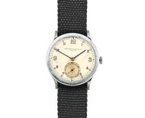 Record: A Chrome Plated Wristwatch, signed Record Watch Co, Geneve, circa 1935, (calibre 22) manual wound lever movement sign