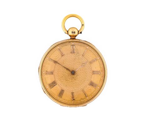 Earnshaw: An 18 Carat Gold Open Faced Pocket Watch, signed T Earnshaw, 119 High Holborn, London, 1832, single chain fusee lev