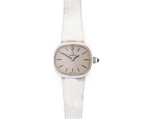Omega: A Lady's 9 Carat White Gold Wristwatch, signed Omega, ref: 8438, 1979, (calibre 625) manual wound lever movement signe