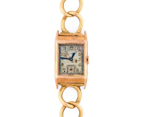 Jaeger leCoultre: A 9 Carat Gold Rectangular Wristwatch, signed Jaeger LeCoultre, 1932, manual wound lever movement signed Le