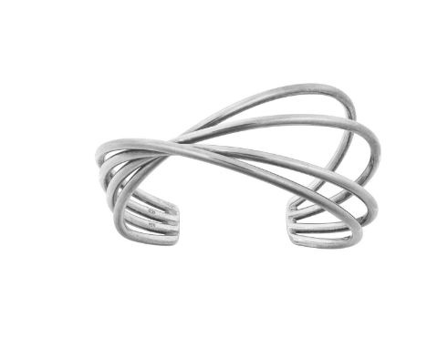 An 'Alliance' Bangle, by Georg Jensenformed of four white plain polished crossover bandsmeasures 6.0cm by 4.5cmThe bangle is 