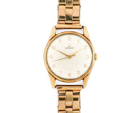 Omega: A 9 Carat Gold Centre Seconds Wristwatch, signed Omega, 1961, (calibre 285) manual wound lever movement signed and num