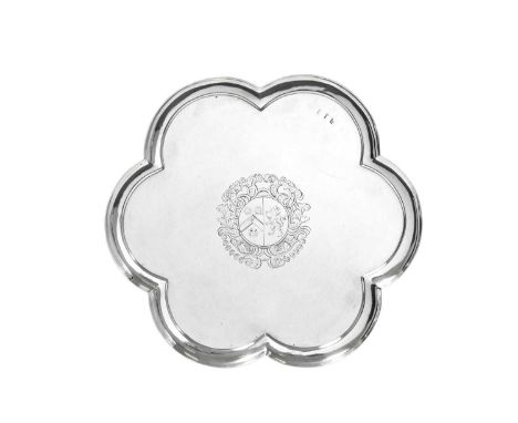 A George I Silver Salver,  by Edward Vincent, London, 1726, Britannia Standard hexafoil and on three openwork tapering panel 