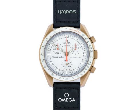 Omega X Swatch: A Bioceramic Chronograph Wristwatch, signed Omega X Swatch, model: Speedmaster MoonSwatch Mission To Jupiter 