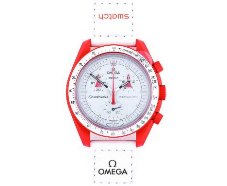 Omega X Swatch: A Bioceramic Chronograph Wristwatch, signed Omega X Swatch, model: Speedmaster MoonSwatch Mission To Mars Col