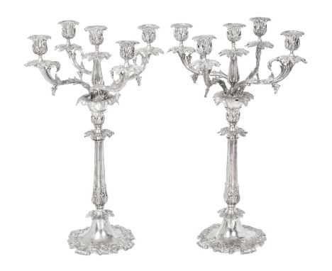 A Pair of American Silver Plate Five-Light Candelabra,  by Van Bergh Silver Plate Co., Rochester, New York, 20th Century each