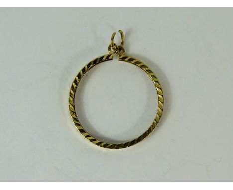 9ct Yellow Gold Full Sovereign Pendant mount.  Hallmarked for Birmingham 1970   1.2g