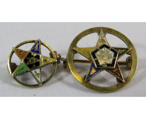 Two 14ct gold Masonic Order of the Eastern star lapel badges, 2.2grams .