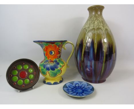 Mixed ceramics including a Hornsea pin dish, Art Deco jug and a Modern Lava decorative vase.