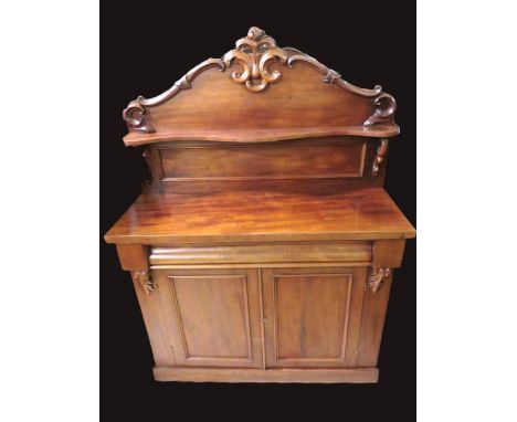 Light Oak Chifonnier with scrolled top in good order.  Measures H:55 x W:41 x D:15 inches. See photos.   S2