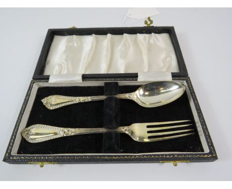 London 1879 Sterling silver cased Fork and spoon set, 61.6 g