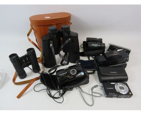 Mixed lot of Cameras and Binoculars. Lumix, Minolta, Bushnell etc