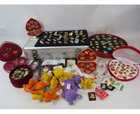 Large selection of Variety club heart badges and various charity enamel badges and collectors cases etc.