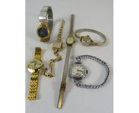 Selection of Ladies Mechanical wristwatches one which is rolled gold, all but one are working plus a quartz watch.