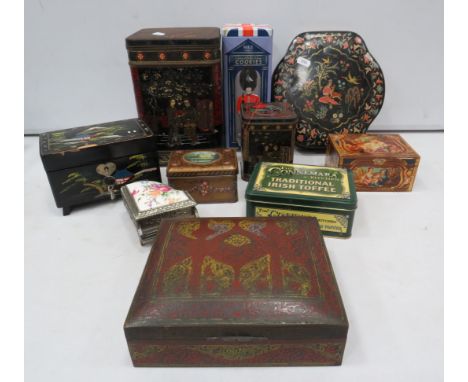 Selection of vintage tins and keepsake/jewellery boxes.