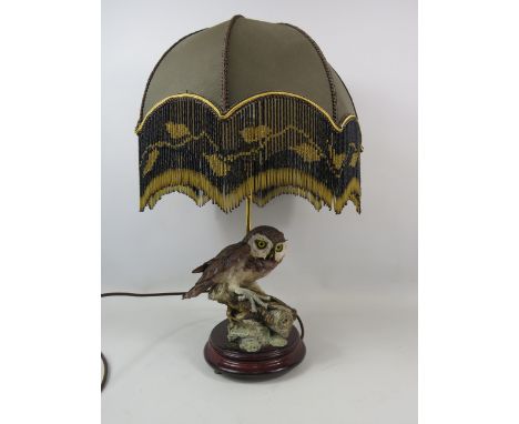 Dear Italian Owl Figural table lamp with shade, 55cm from base to top of the shade,