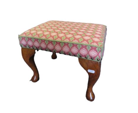 Tapestry foot stool 37cm by 28cm and 29cm tall.