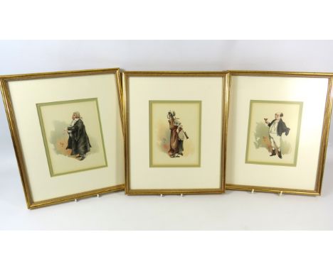 Three Framed and mounted under glass, 1880's first edition prints by Kyd, (Joseph Clayton Clark) of Mr Pickwick, The Marchion