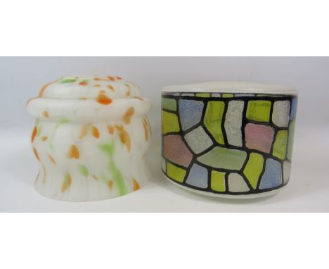2 Art deco glass light shades.