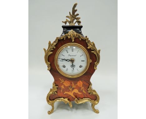 Italian made, Franz Hoffman reproduction , 2 Jewel chiming mantle clock with sorrento style and gilt metal decorations to the