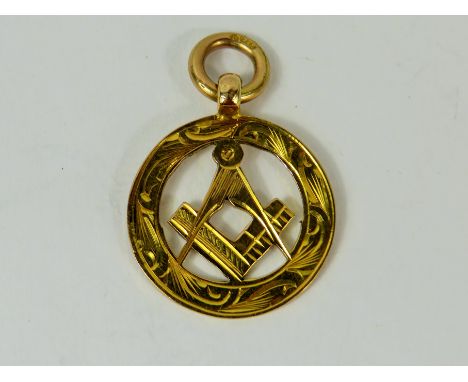 Antique Masonic pendant struck in 9ct Yellow Gold. Hallmarked for  Birmingham 1902     3.1g   22mm wide. 