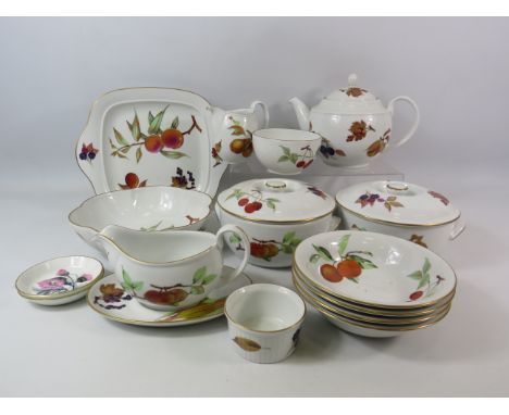 13 pieces of Royal Worcester Evesham dinnerware.