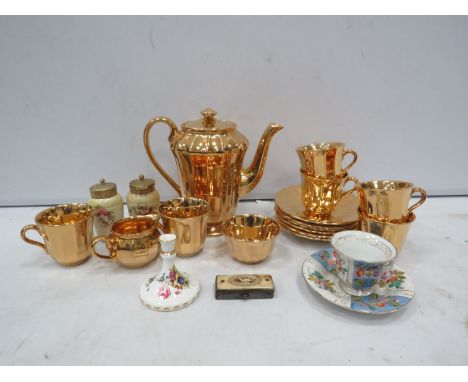 Mixed lot to include a Wade gold coffee set, Demitesse coffee cup and saucer etc.