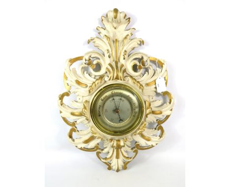 Wall barometer housed in a decorative plaster frame which measures approx 24 x 18 inches. See photos. 