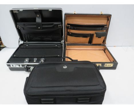 Hp Laptop office bag, Antler briefcase and a leather briefcase.