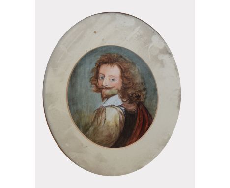 English School (19th century), Portrait of a bearded gent, watercolour, 15 x 12cm   