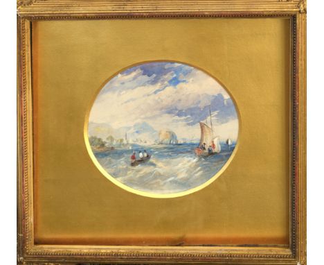 English School (19th century), Seascape, 15 x 18cm, oval