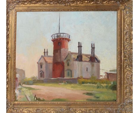 Cecile Proctor, Study of a light tower, oil on canvas, 29 x 33cm