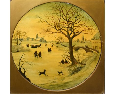 After The Old Master, Winter landscape, 65cm diam