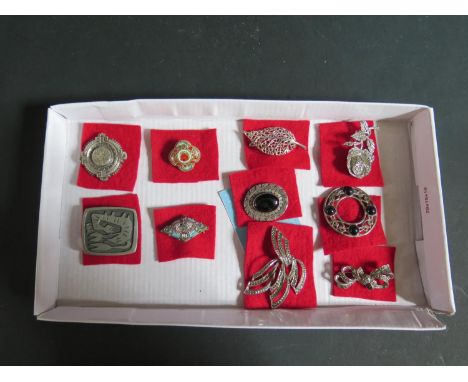 A Selection of Victorian and later Silver and other Brooches, including a Swedish pewter lobster brooch by R. Tenneshed 