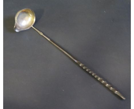 An Unmarked Georgian Silver Toddy Ladle, c. 35cm long 