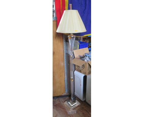 A Modern Glass Standard Lamp and shade 
