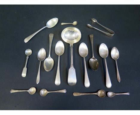 A Victorian Silver Sauce Ladle (London 1857, Charles Boyton II) and other silver flatware, 258g 