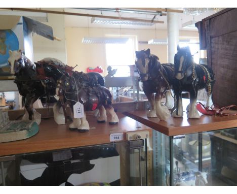 Five Ceramic Shire Horses 