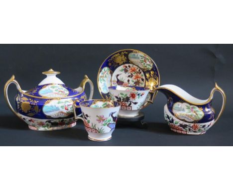 Six Pieces of Spode Pattern 2384 Porcelain Tea Ware including tea cup with saucer, sucrier, creamer and one other cup, c. 181