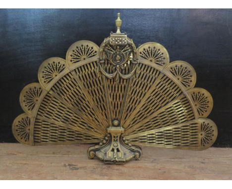 A Brass Peacock Firescreen 