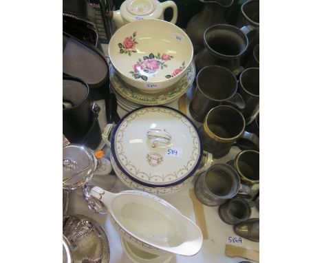 A Union Castle Line Footed Bowl decorated with roses, Ashworth Bros., 20cm diam. and other maritime ceramics