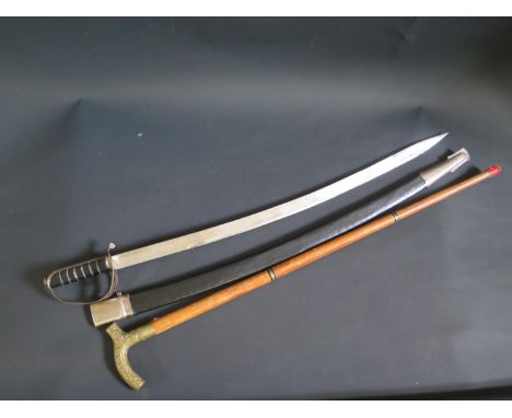 An Indian Sword and walking stick 