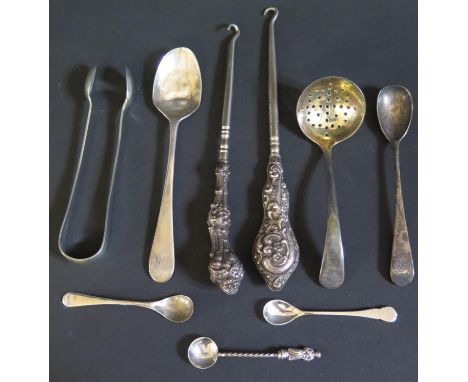 A Selection of Odd Silver Flatware etc. and plate 