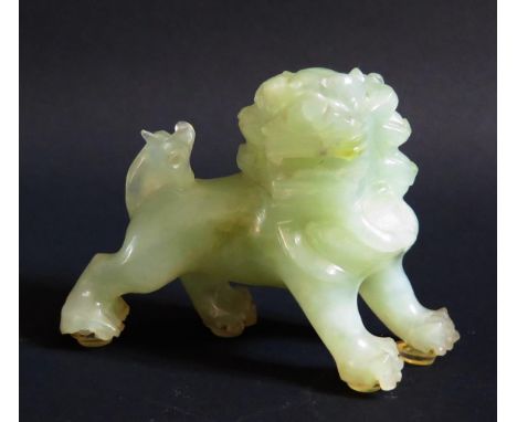 A Chinese Carved Jade Lion, 10.5cm long 