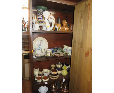 Royal Worcester Posy Vases and pin dishes, ceramic elephant plant stands, Devon motto ware, Victorian tea ware, ornaments etc