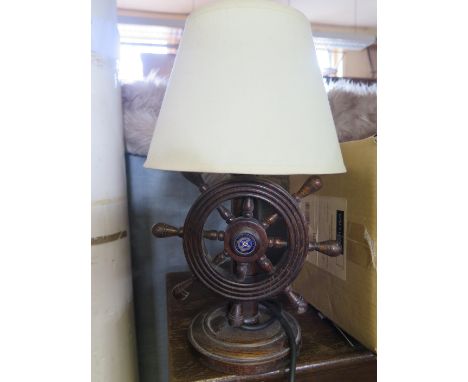 A Ships Wheel Lamp with enamel badge for R.M.M.V. Stirling Castle 