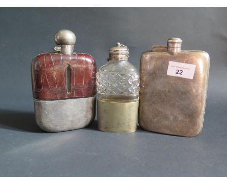 An Electroplated Silver Hip Flask engraved CAPT. MILTON and two others 