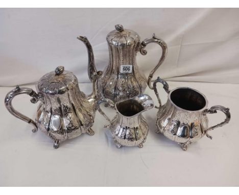 VICTORIAN 4 PIECE TEA &amp; COFFEE SET WITH MELON FINIAL'S